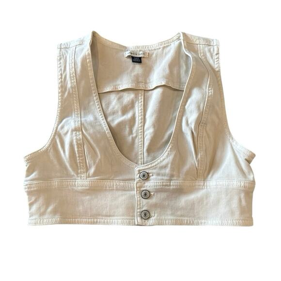 American Eagle Y2K Plunge Crop Vest Size Medium Button Closure Boho Festival - Picture 1 of 9